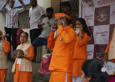 Shankhnaad Group members during a conch blowing program in Pune